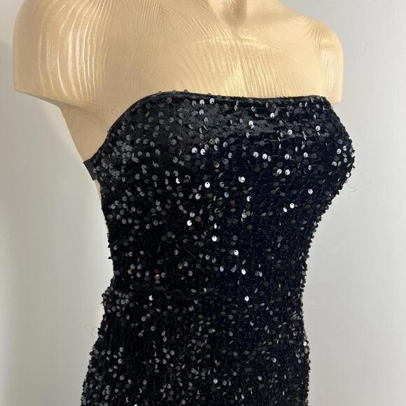 Brand New Shein Women Small 4 Black Sequin Strapless Eveningwear Slip Dress Gown - Picture 4 of 14